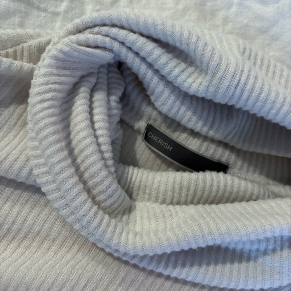 Cherish Size L White/Cream Ribbed Turtleneck - Picture 3 of 5